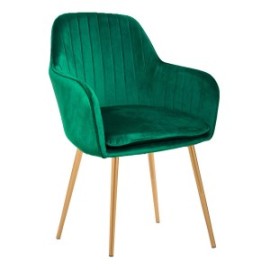 Silla Eames Tapizada con brazo pata dorada verde